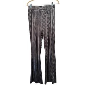 Shein Blue Velour Ribbed High Rise Flare Pull On Causal Pants Women’s Size 6